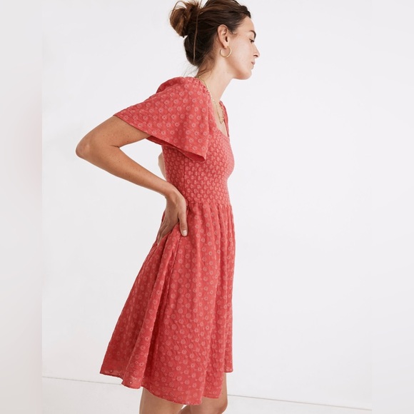 Madewell Lucie Smoked Eyelet Mini Dress size M - Picture 2 of 6